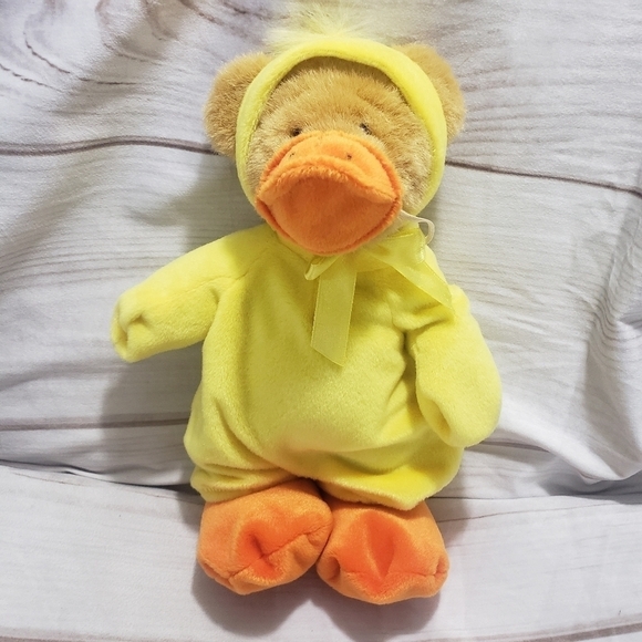 Ganz Wee Bear Village Quacks Teddy Bear In Duck Costume 10" Plush Stuffed Animal - Picture 1 of 9
